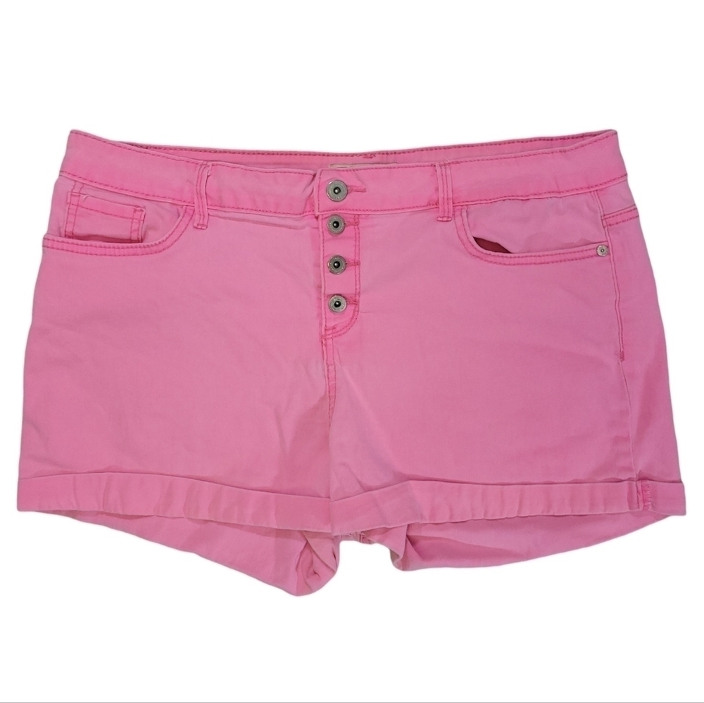 Lei Tatum Womens High Rise Shorts 4  Pink Button Fly Size‎ 17